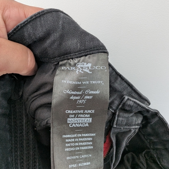 Parasuco Men's Moto / Biker Fit Distressed Black Jeans ~ Size 38 - Picture 9 of 12